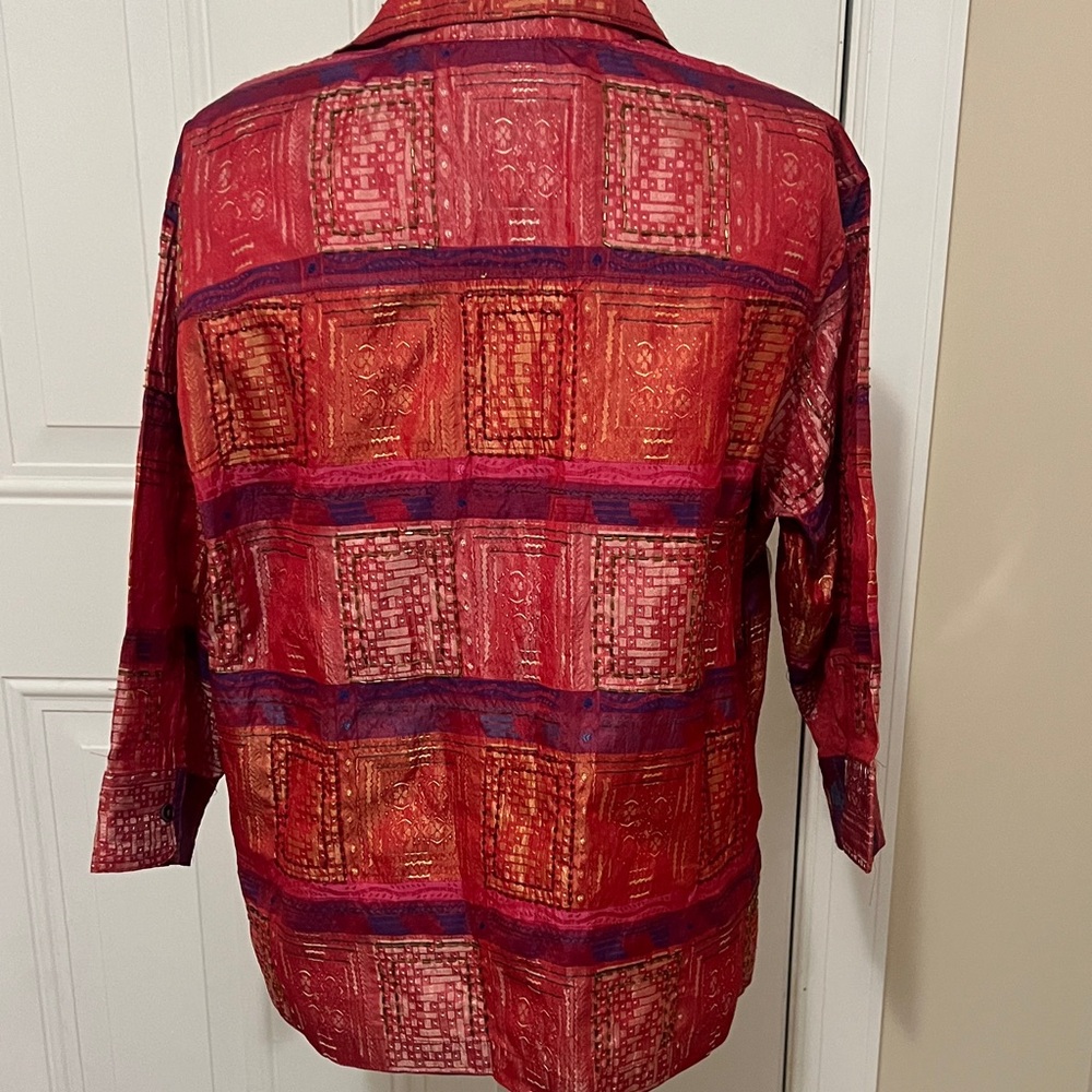 Chico’s patchwork multi-media designed button fro… - image 7